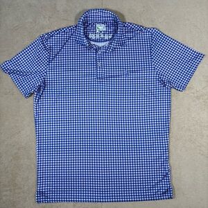 TailorByrd Golf Polo Shirt Men's Size Large Pink Blue Stripe SPF 30 Performance